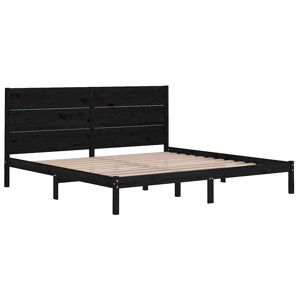 sengeramme 200x200 cm massivt fyrretræ sort
