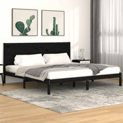 sengeramme 200x200 cm massivt fyrretræ sort