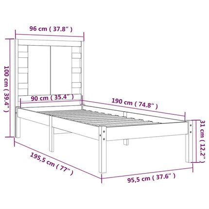 sengeramme 90x190 cm massivt træ