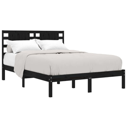 sengeramme 140x190 cm massivt fyrretræ sort