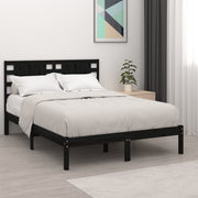sengeramme 140x190 cm massivt fyrretræ sort