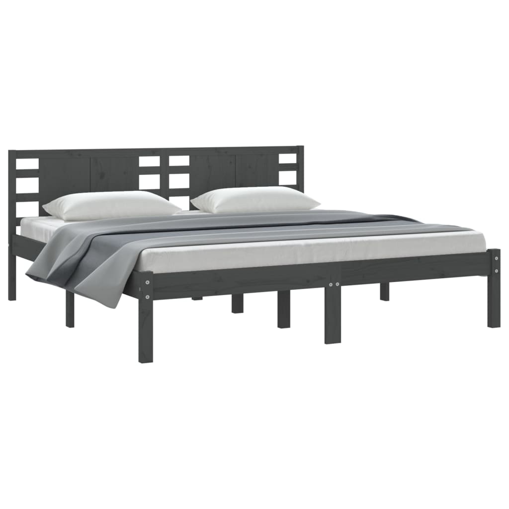 sengeramme 200x200 cm massivt fyrretræ grå