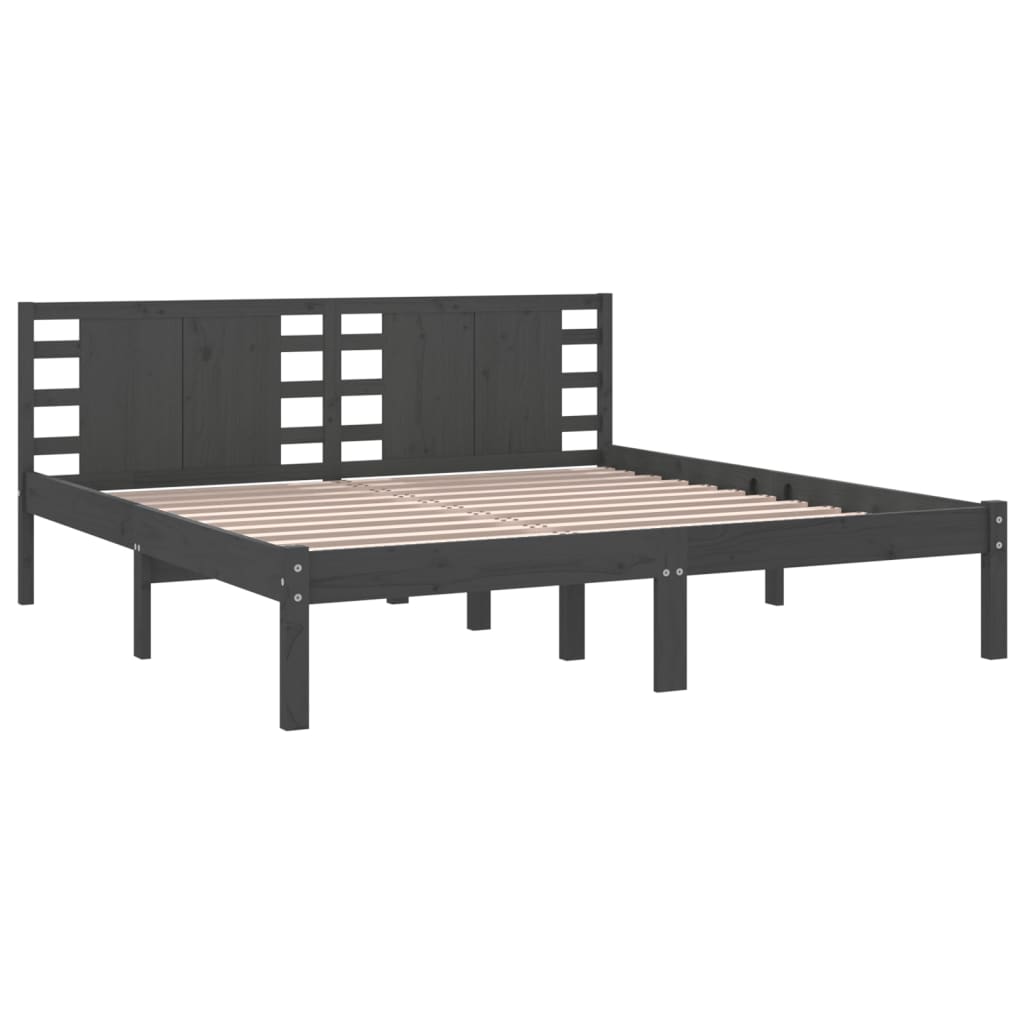 sengeramme 200x200 cm massivt fyrretræ grå