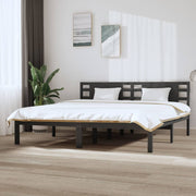 sengeramme 200x200 cm massivt fyrretræ grå