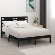 sengeramme 200x200 cm massivt fyrretræ sort