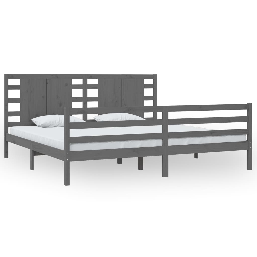 sengeramme 200x200 cm massivt fyrretræ grå