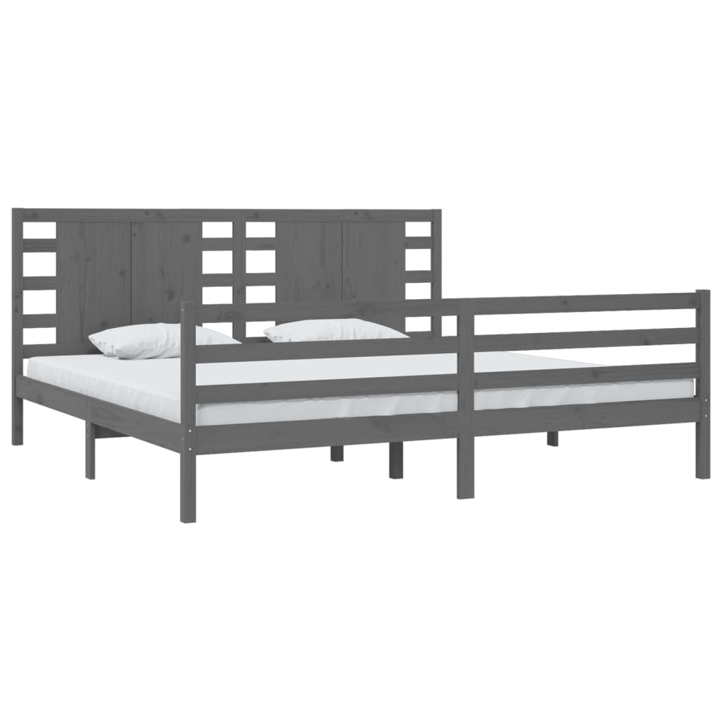 sengeramme 200x200 cm massivt fyrretræ grå