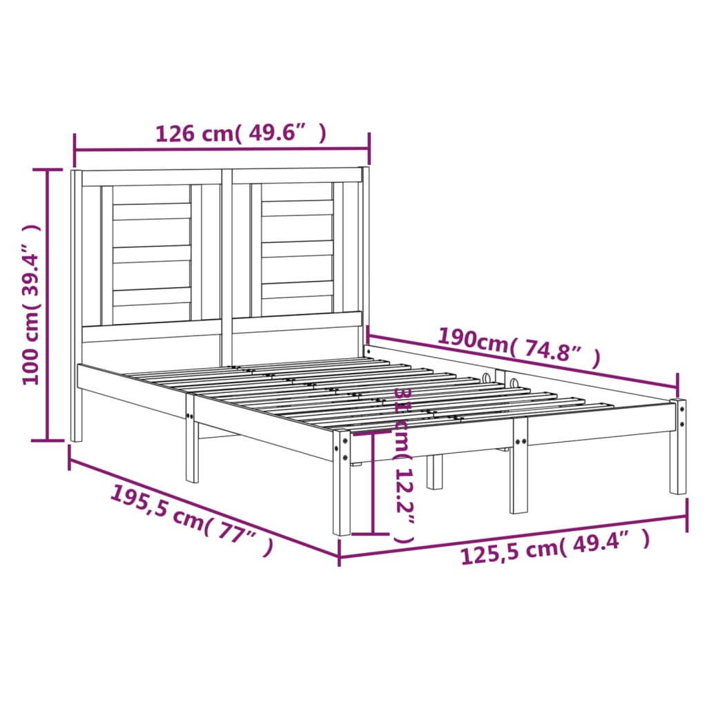 sengeramme 120x190 cm massivt træ