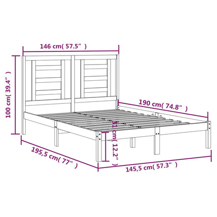 sengeramme uden madras 140x190 cm massivt fyrretræ