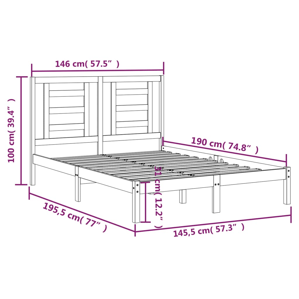 sengeramme uden madras 140x190 cm massivt fyrretræ