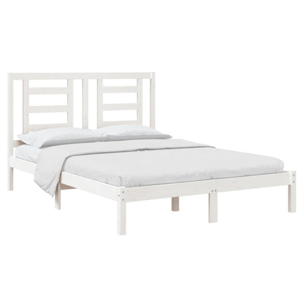 sengeramme uden madras 140x190 cm massivt fyrretræ hvid