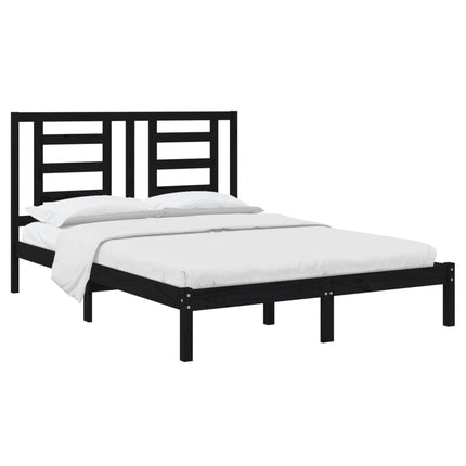 sengeramme 140x190 cm massivt fyrretræ sort