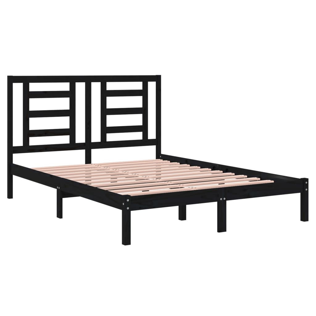 sengeramme 140x190 cm massivt fyrretræ sort