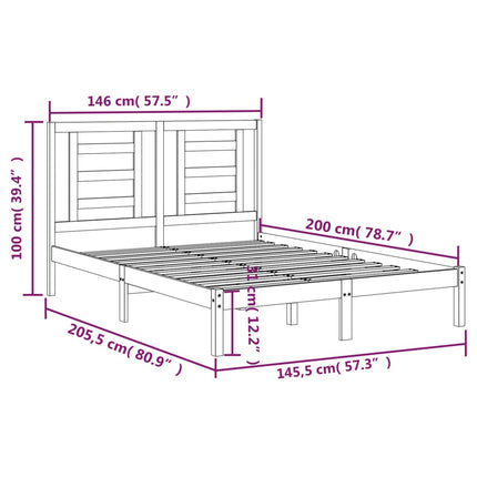 sengeramme uden madras 140x200 cm massivt fyrretræ