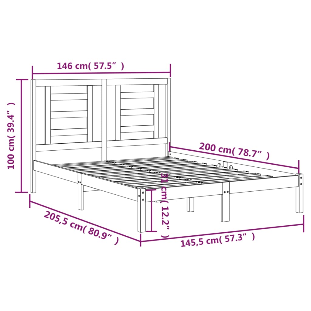 sengeramme uden madras 140x200 cm massivt fyrretræ