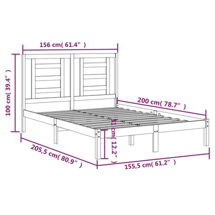 sengeramme uden madras 150x200 cm massivt fyrretræ