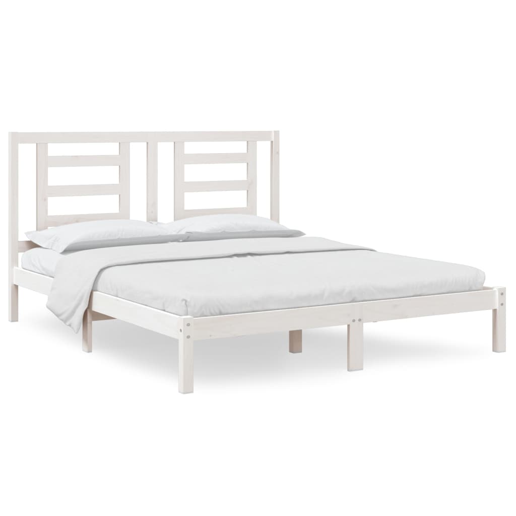 sengeramme uden madras 160x200 cm massivt fyrretræ hvid