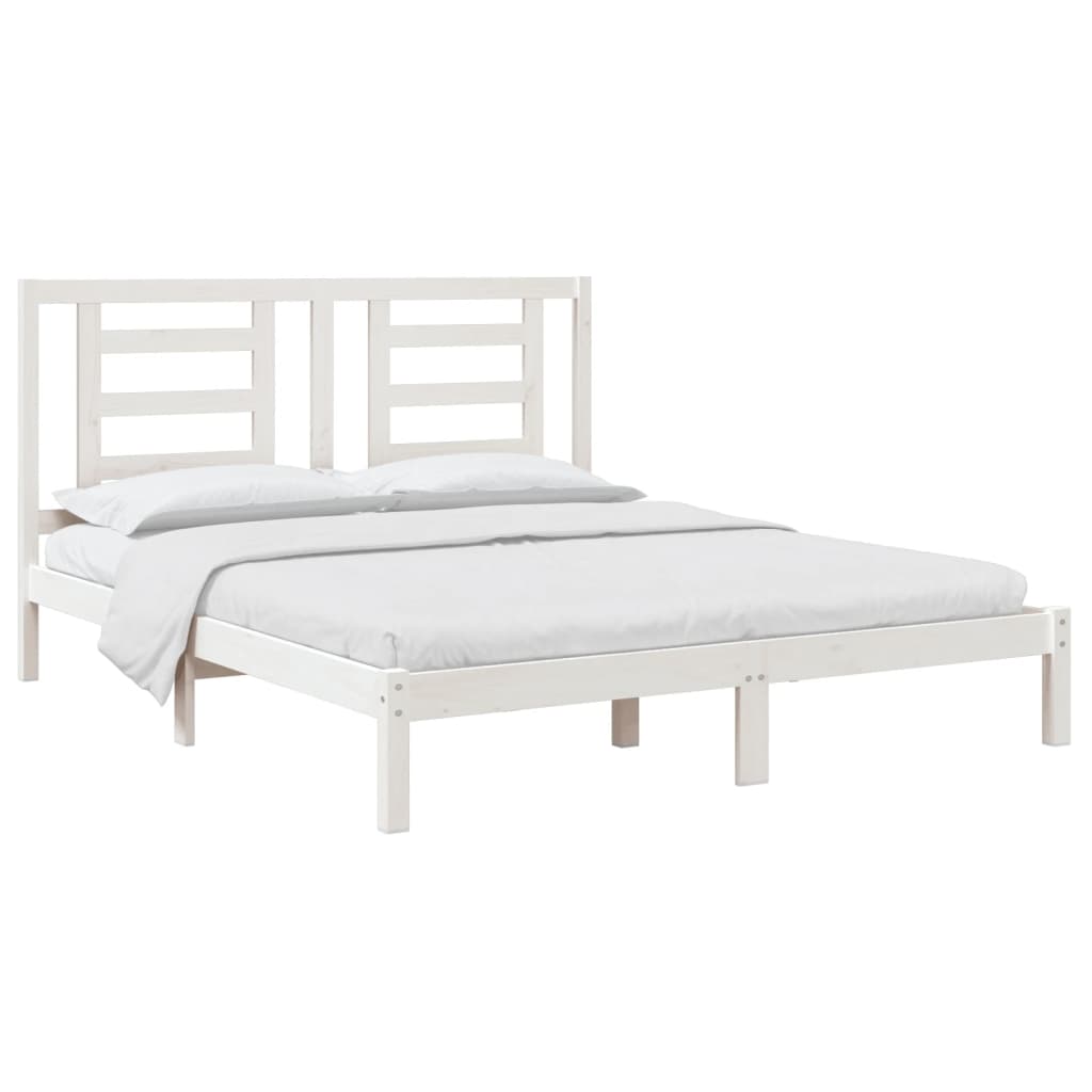 sengeramme uden madras 160x200 cm massivt fyrretræ hvid