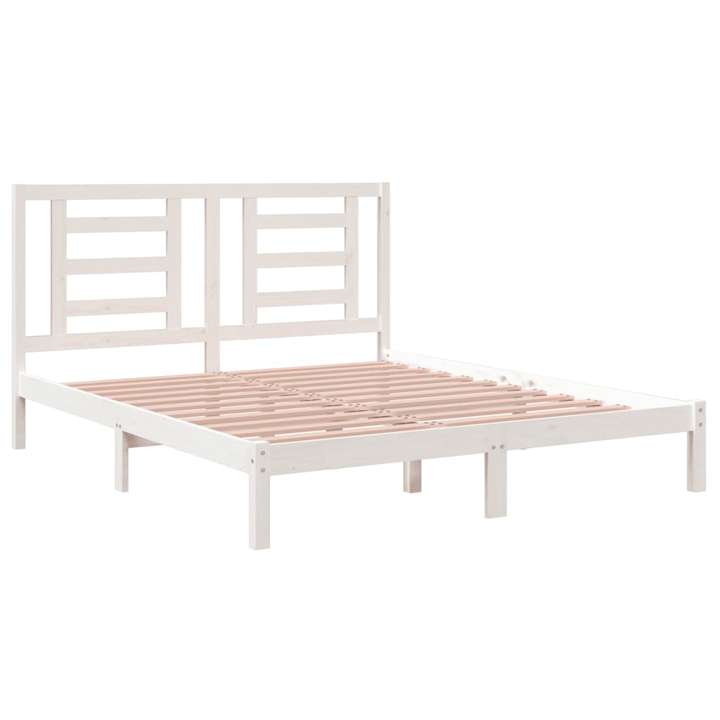 sengeramme uden madras 160x200 cm massivt fyrretræ hvid
