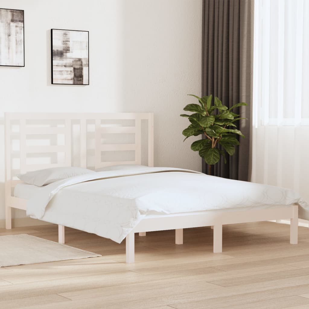 sengeramme uden madras 160x200 cm massivt fyrretræ hvid