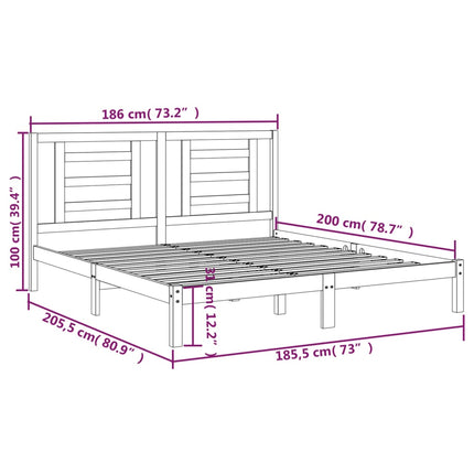 sengestel 180x200 cm Super King massivt fyrretræ hvid