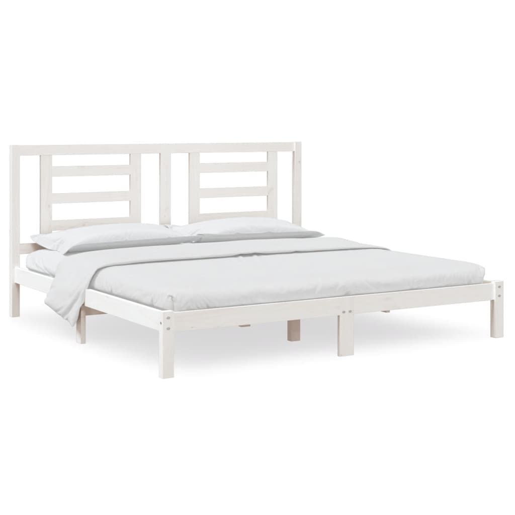 sengeramme uden madras 200x200 cm massivt fyrretræ hvid