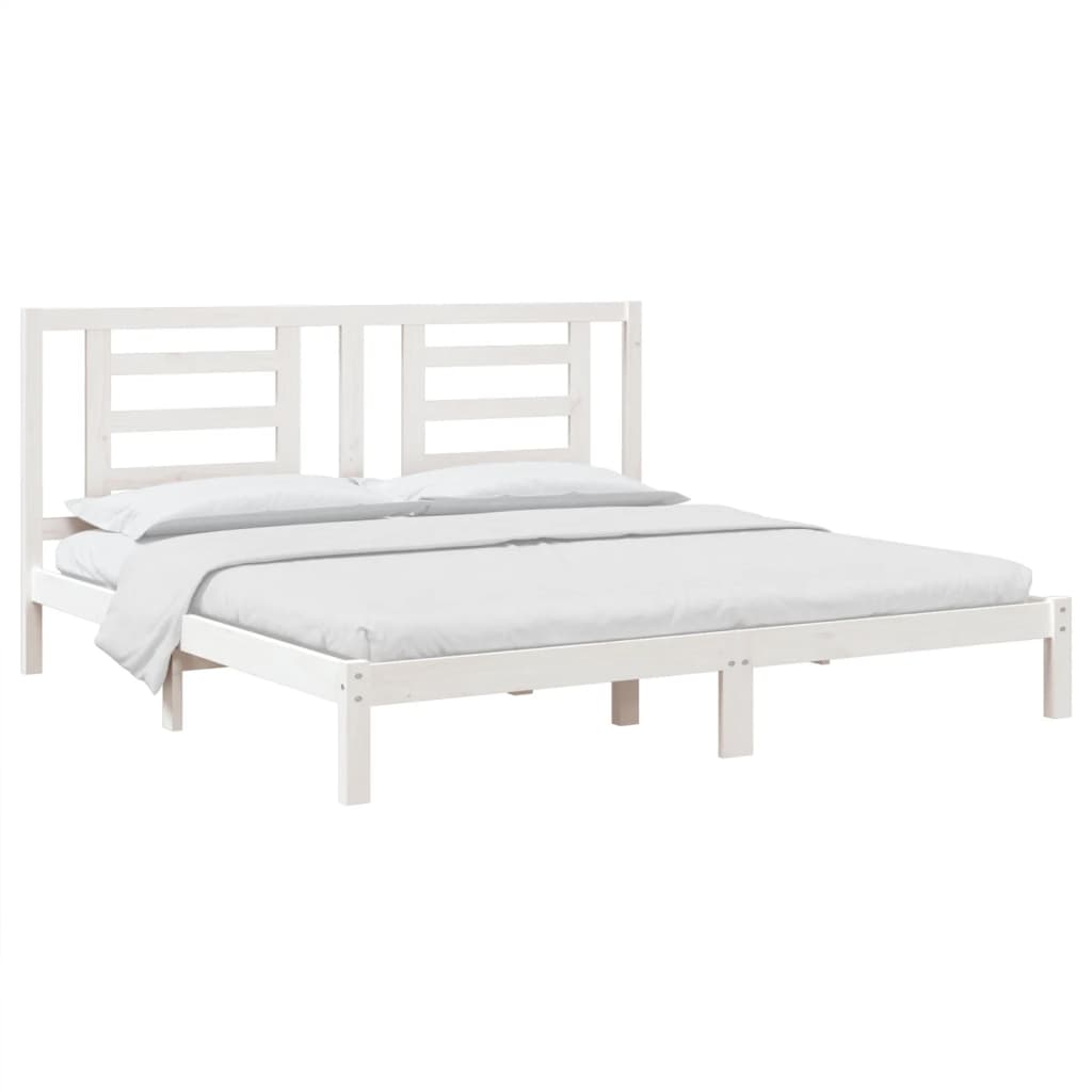 sengeramme uden madras 200x200 cm massivt fyrretræ hvid