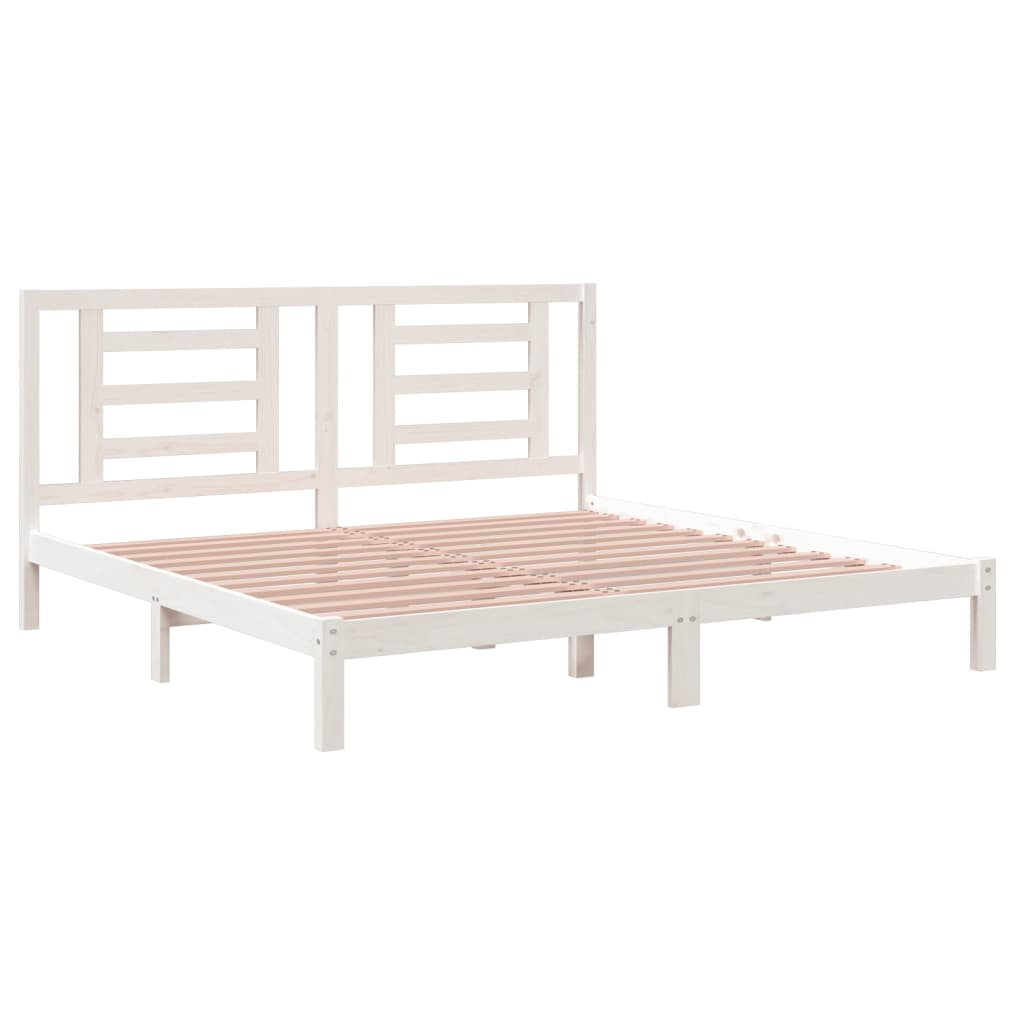 sengeramme uden madras 200x200 cm massivt fyrretræ hvid