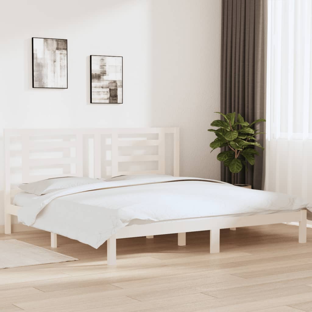 sengeramme uden madras 200x200 cm massivt fyrretræ hvid