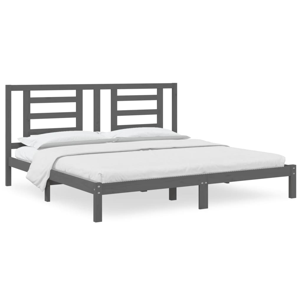 sengeramme 200x200 cm massivt fyrretræ grå
