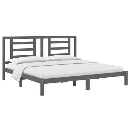 sengeramme 200x200 cm massivt fyrretræ grå