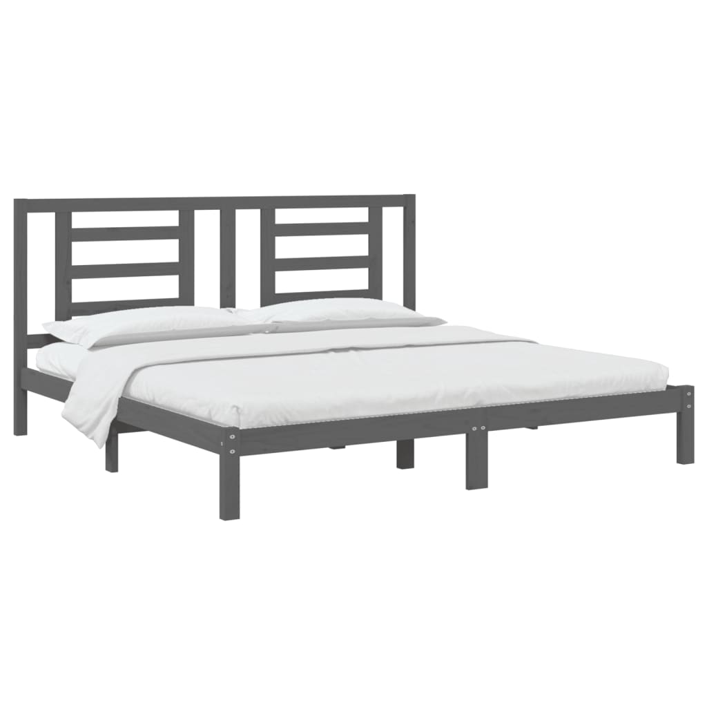 sengeramme 200x200 cm massivt fyrretræ grå