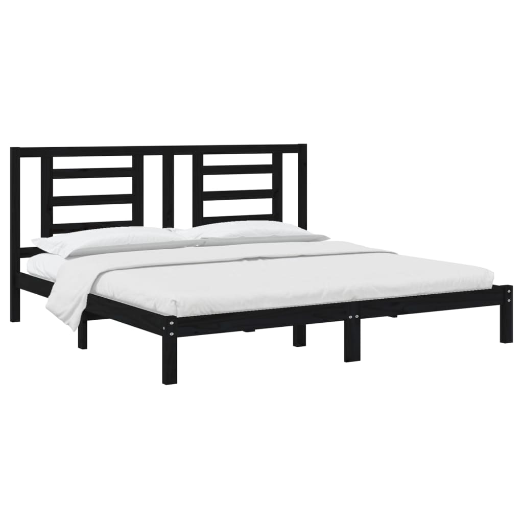 sengeramme 200x200 cm massivt fyrretræ sort