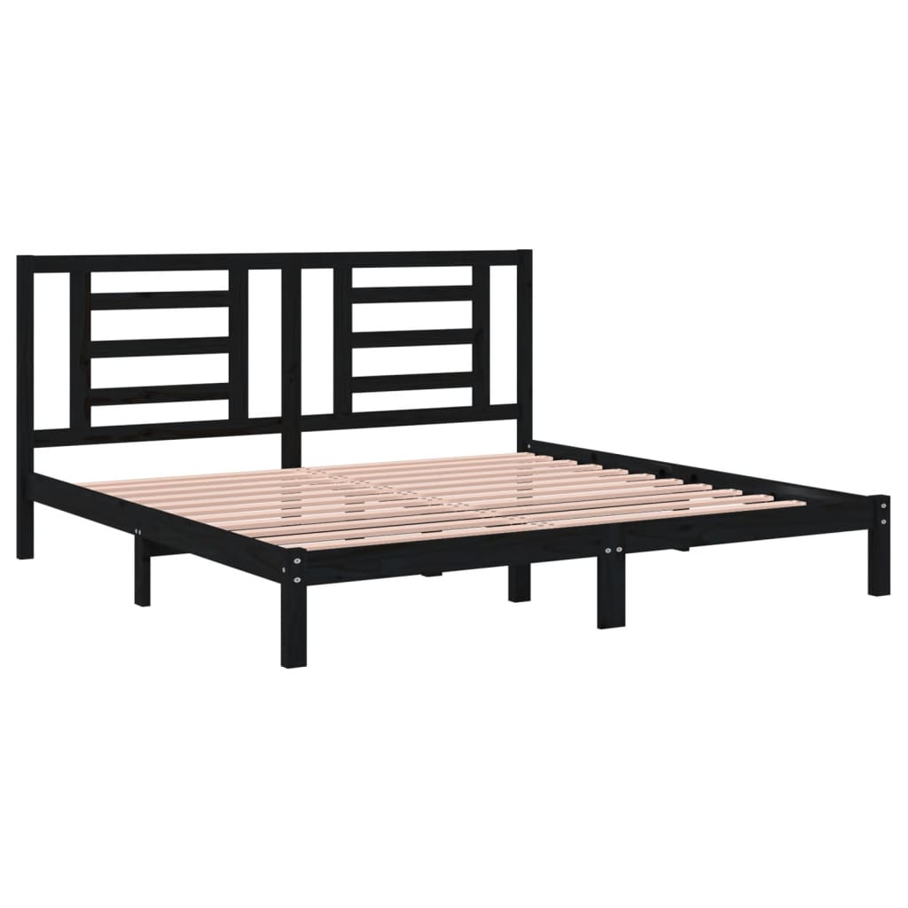 sengeramme 200x200 cm massivt fyrretræ sort