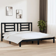 sengeramme 200x200 cm massivt fyrretræ sort
