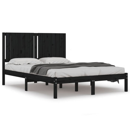 sengeramme 140x190 cm massivt fyrretræ sort