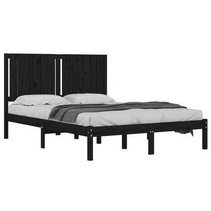 sengeramme 140x190 cm massivt fyrretræ sort