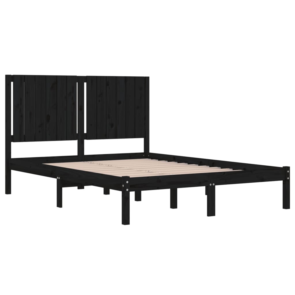 sengeramme 140x190 cm massivt fyrretræ sort