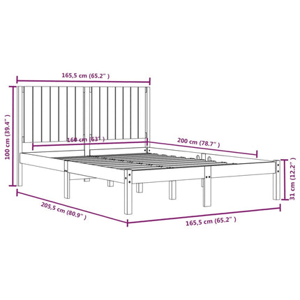 sengeramme uden madras 160x200 cm massivt fyrretræ