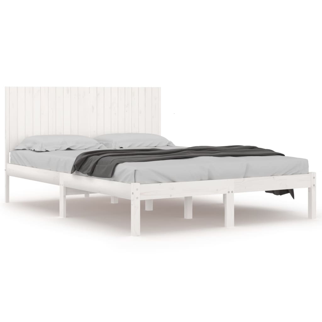sengeramme uden madras 200x200 cm massivt fyrretræ hvid