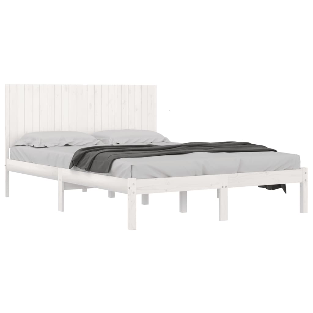 sengeramme uden madras 200x200 cm massivt fyrretræ hvid
