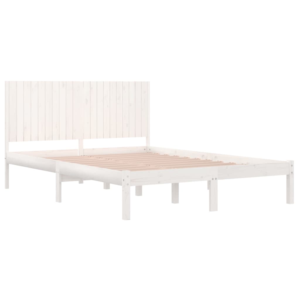 sengeramme uden madras 200x200 cm massivt fyrretræ hvid