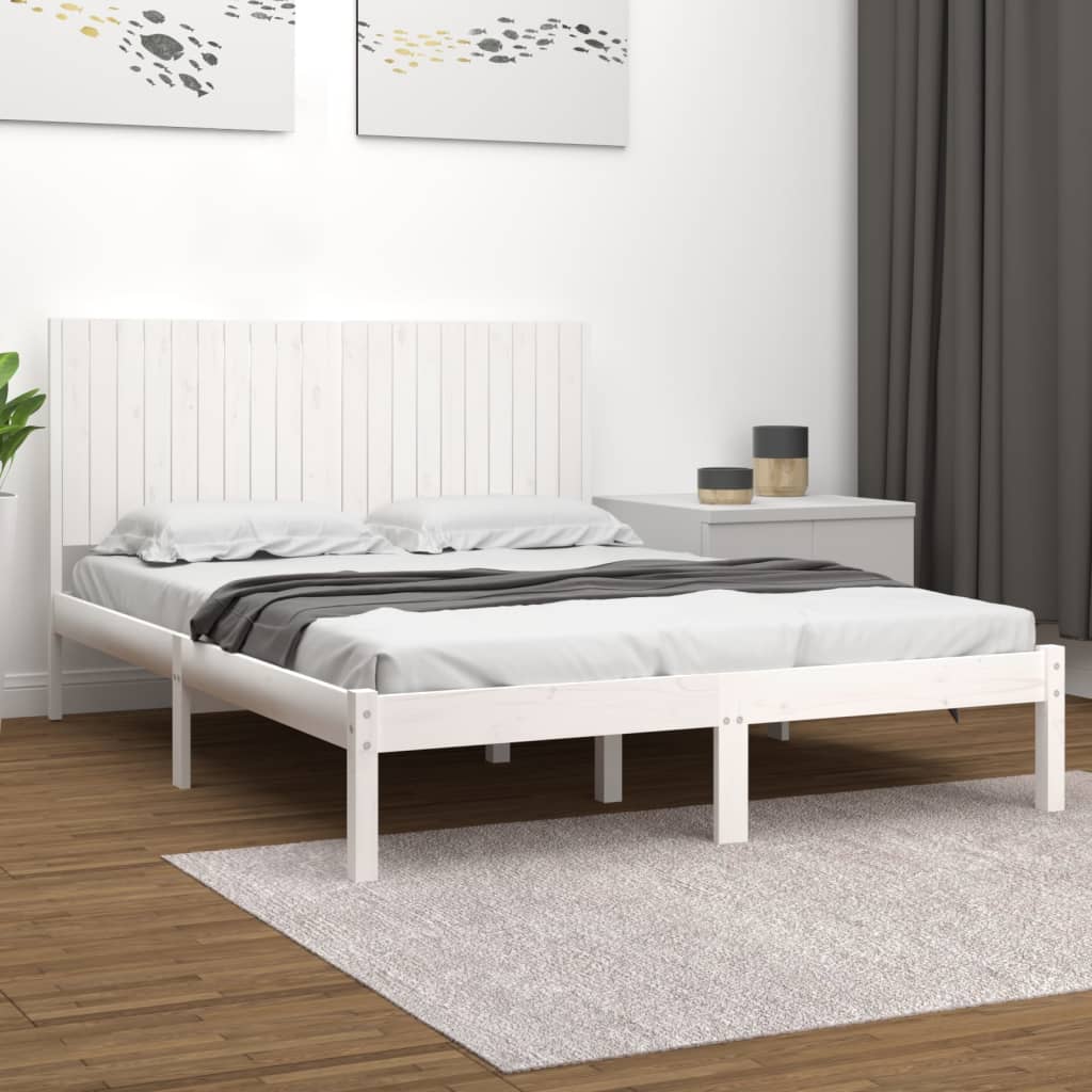 sengeramme uden madras 200x200 cm massivt fyrretræ hvid