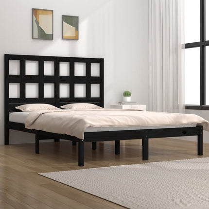 sengeramme 140x190 cm massivt fyrretræ sort