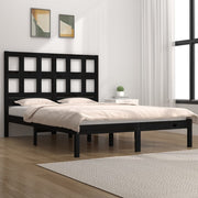 sengeramme 140x190 cm massivt fyrretræ sort