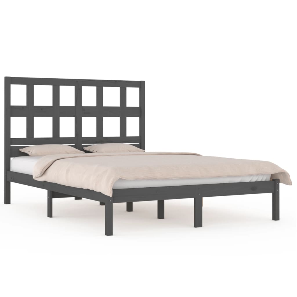 sengeramme 200x200 cm massivt fyrretræ grå