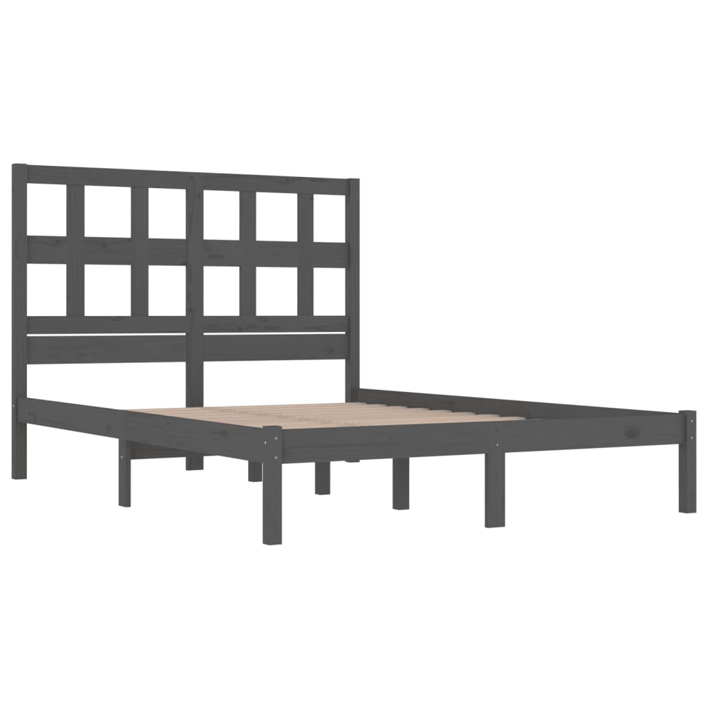 sengeramme 200x200 cm massivt fyrretræ grå
