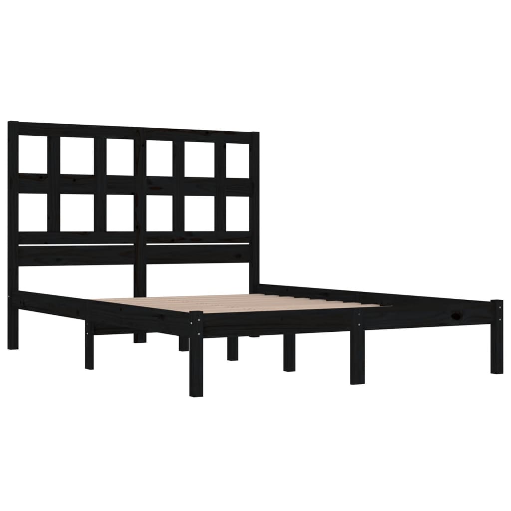 sengeramme 200x200 cm massivt fyrretræ sort