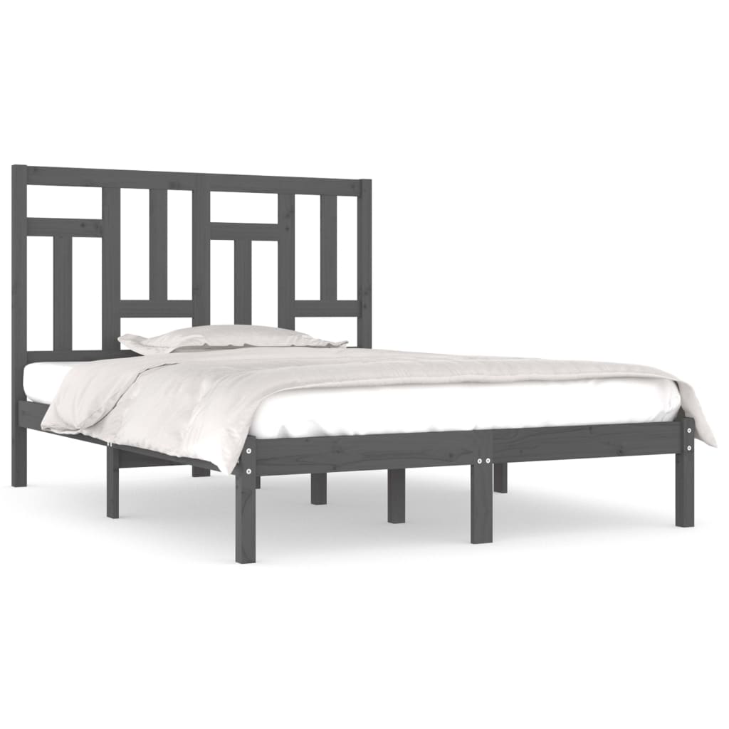 sengeramme 200x200 cm massivt fyrretræ grå