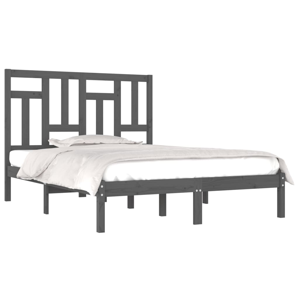 sengeramme 200x200 cm massivt fyrretræ grå